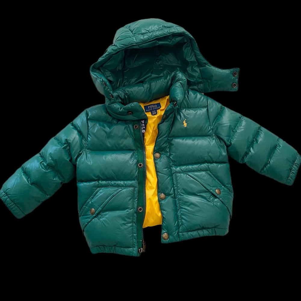 RALPH LAUREN POLO, winter jacket, baby/toddler, 2T, green/yellow